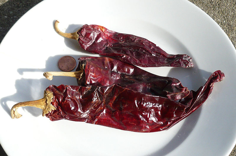 Dried red Anaheim peppers