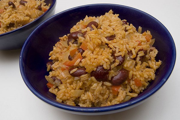 Red beans and rice, prepared with smoked spanish paprika