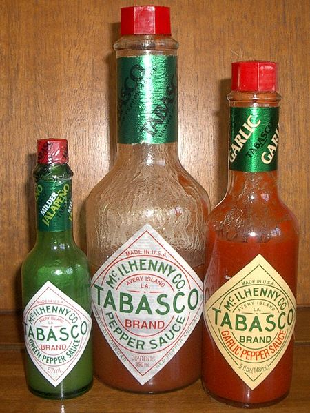 Three types of Tabasco sauce